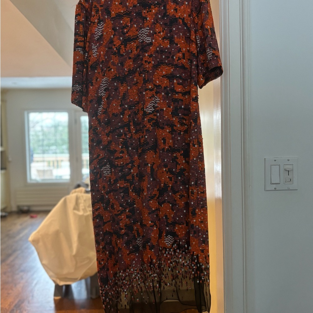 Proenza schouler Orange and Black Midi Dress